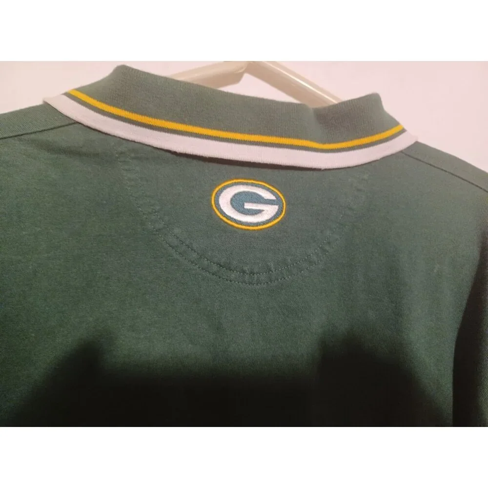 Vintage NFL Green Bay Packers Long Sleeve Polo  3 Button Up White Green Large L - Picture 5 of 6
